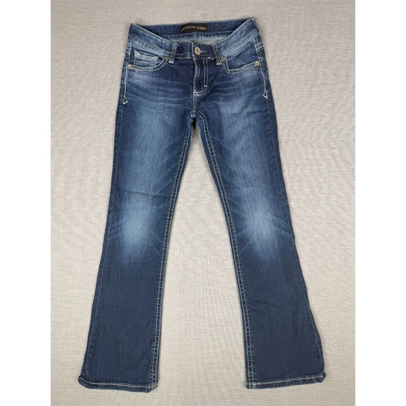 Express Womens Jeans Size 0 Short Stella Barely‎ Boot Mdium Wash Whiskering - Picture 1 of 7